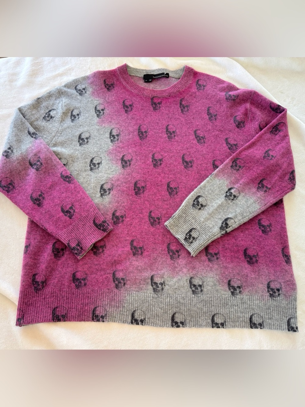 360 Cashmere Tricia Skull Print Crew Neck Sweater